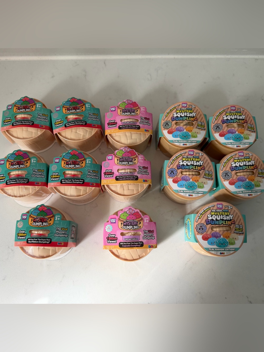 NEW Mystery Squishy Dumplings - Teal Ribbon, Red Ribbon and Cupcake Edition